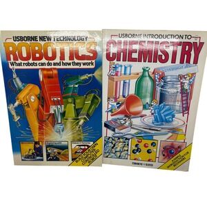 Vintage Usborne Robotics and Chemistry Science Books 1980s Hayes STEM Set